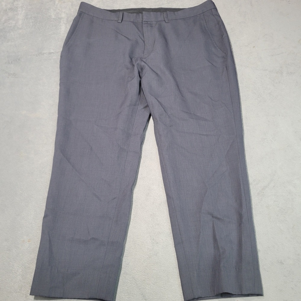 Haggar Dress Pants Mens 38x30 Gray Tailored Fit Flat Front Business Professional